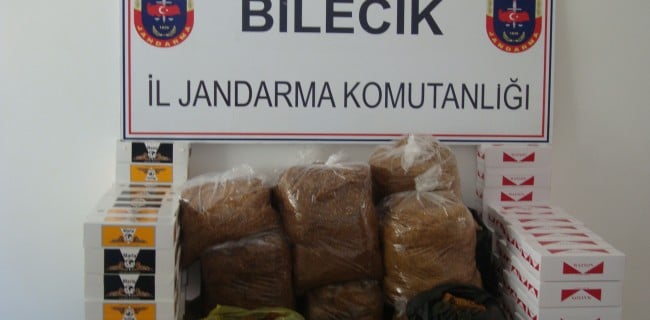Bilecik İl Merkez Jandarma Komutanlığı Kaçak Tütün ve Sigara Ele Geçirdi
