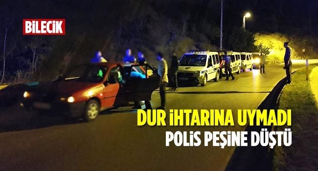 bilecikte dur ihtarına uymayan sürücü