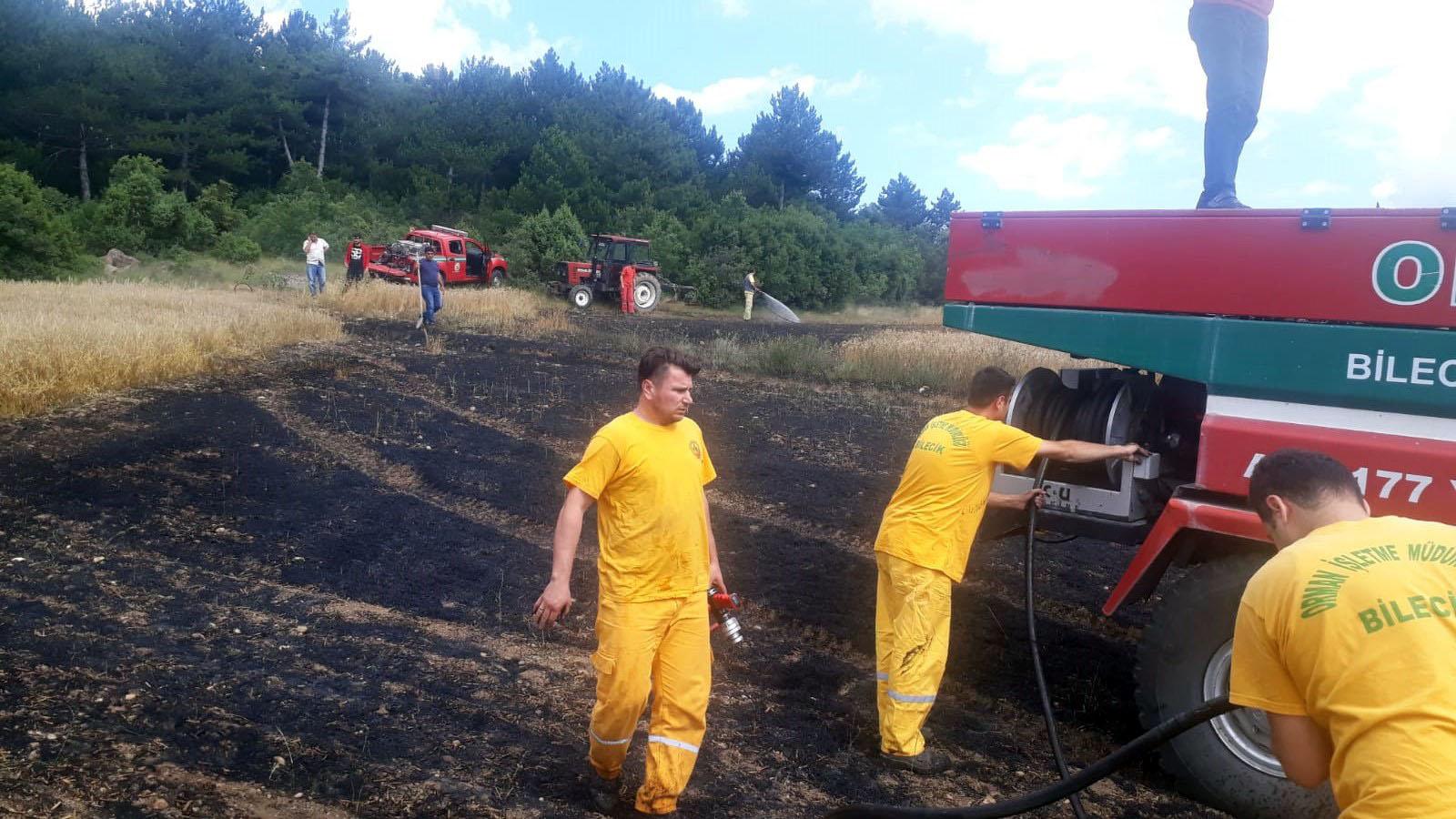 Bilecik'te Buğday Ekili Tarlada Yangın 4