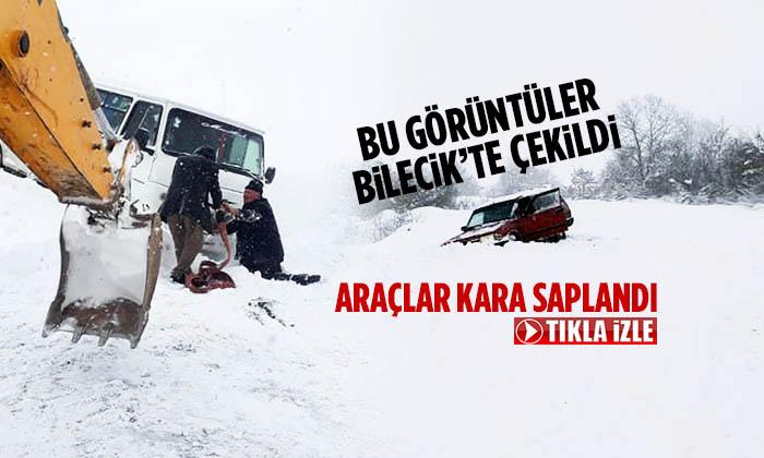 Bilecik’te Araçlar Kara Saplandı