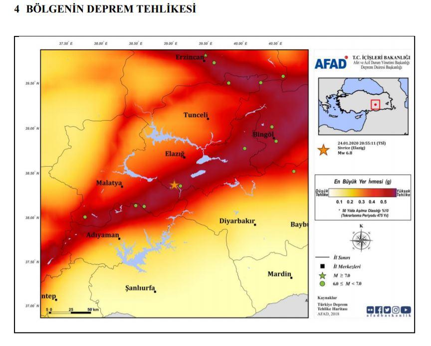 elazig bolgenin deprem tehlikesi