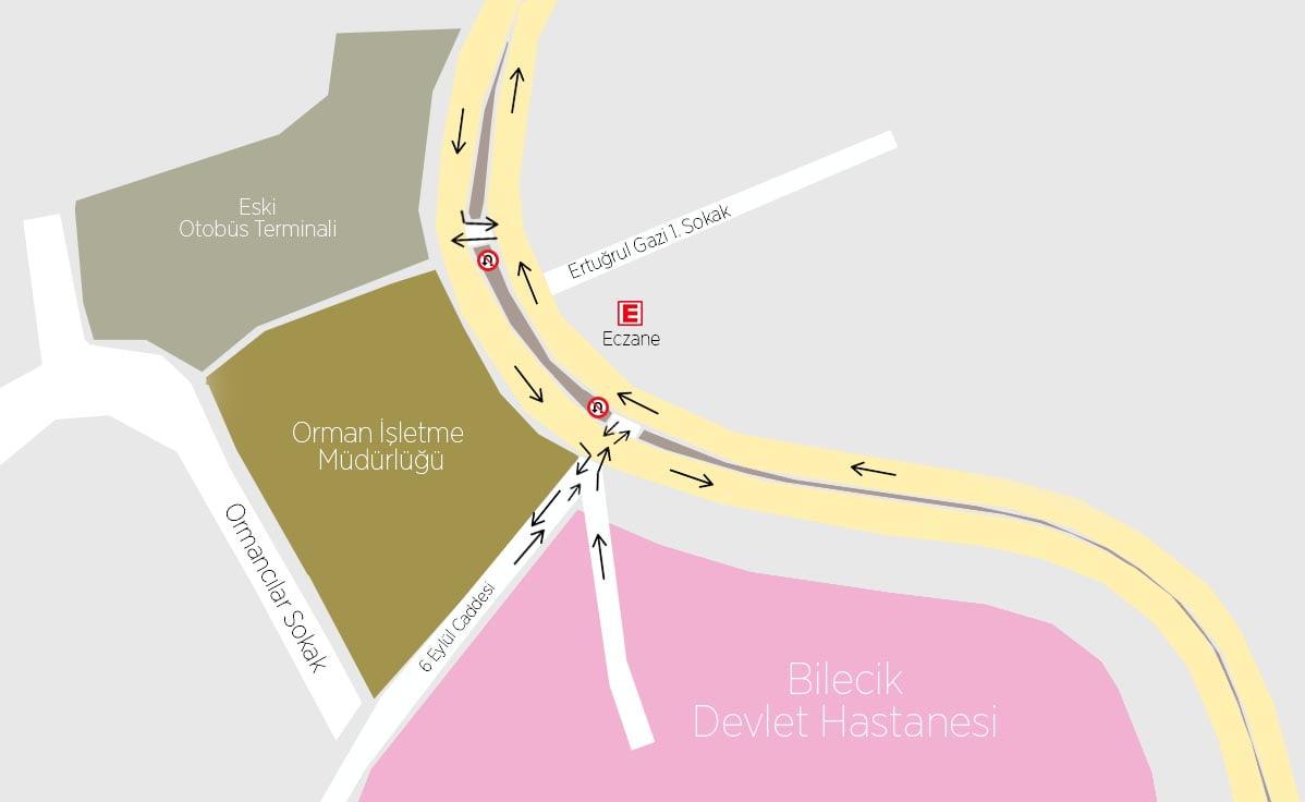 bilecik devlet hastanesi kavşağı harita