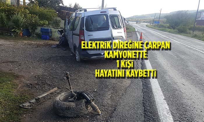 Bilecik’te Elektrik Direğine Çarpan Kamyonette 1 Kişi Öldü