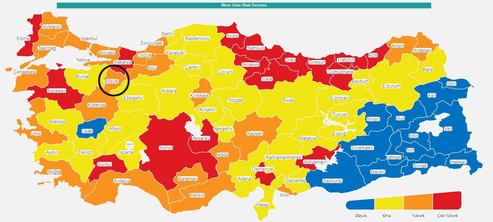 illere gore risk durumu bilecik