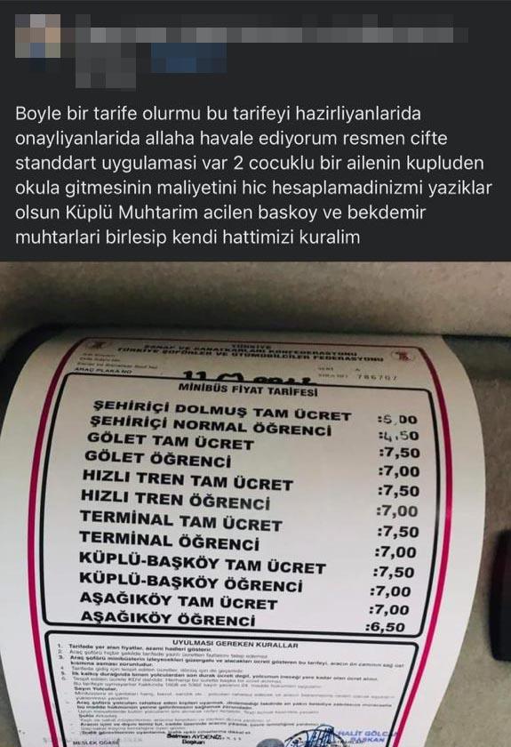 dolmus ücretlerine tepki