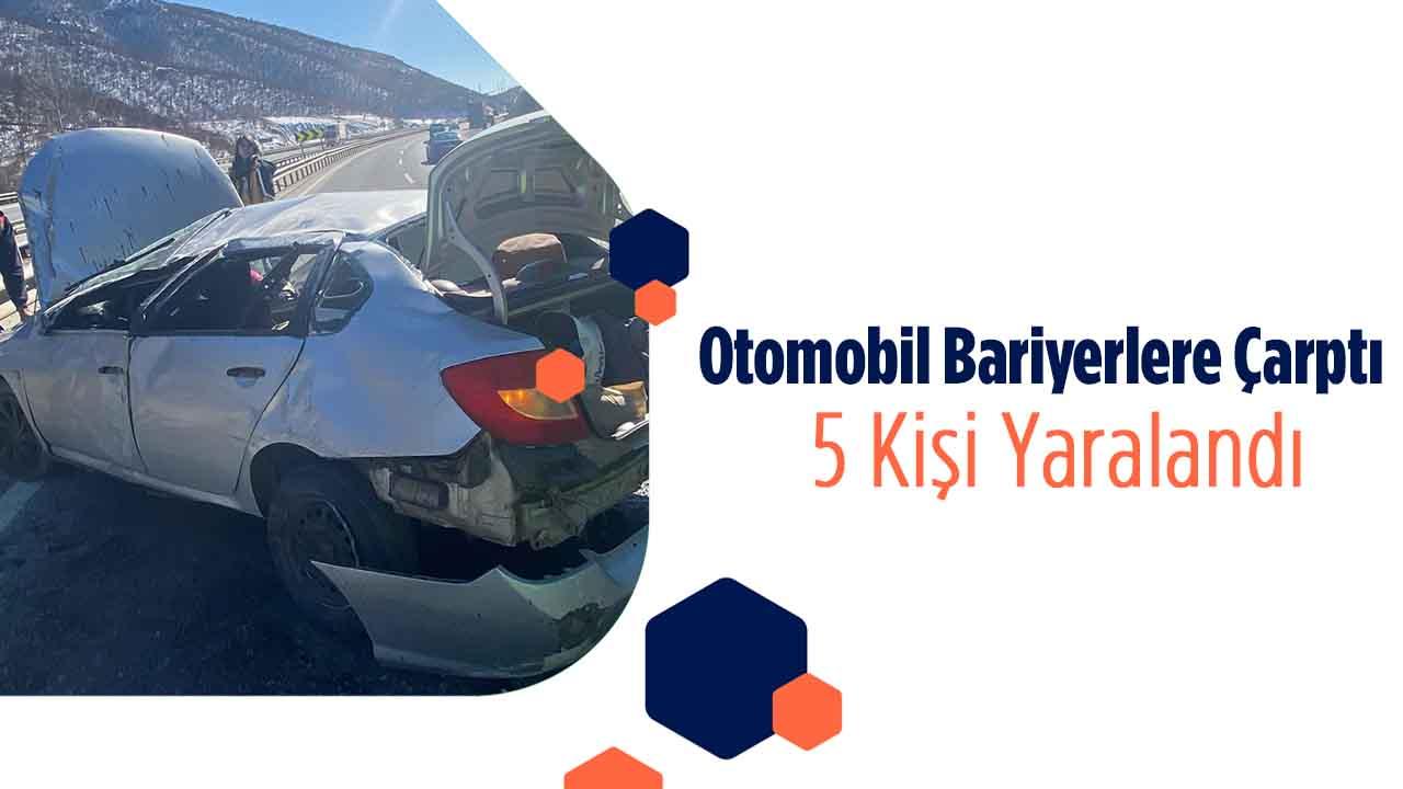 Bariyerlere Çarpan Araçta 5 Kişi Yaralandı