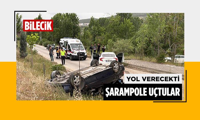 Bilecik’te 2 Araç Şarampole Uçtu
