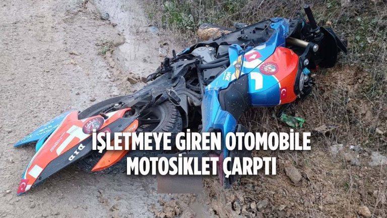 Bilecik Osmaneli’de Trafik Kazası İşletmeye Giren Otomobile Motosiklet Çarptı