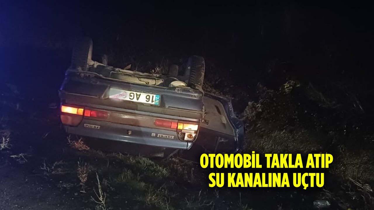 Otomobil Takla Atıp Su Kanalına Uçtu