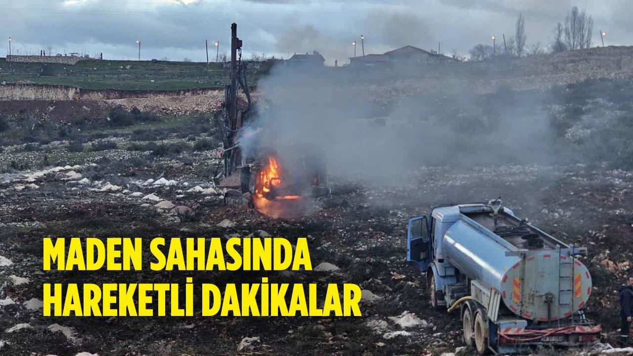 Bilecik’te Maden Sahasında İş Makinesi Yangını