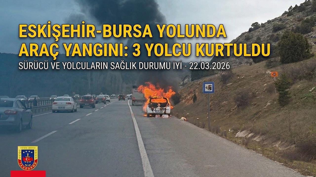 Bozüyük Yolunda Otomobil Yangını: 3 Kişi Yara Almadan Kurtuldu