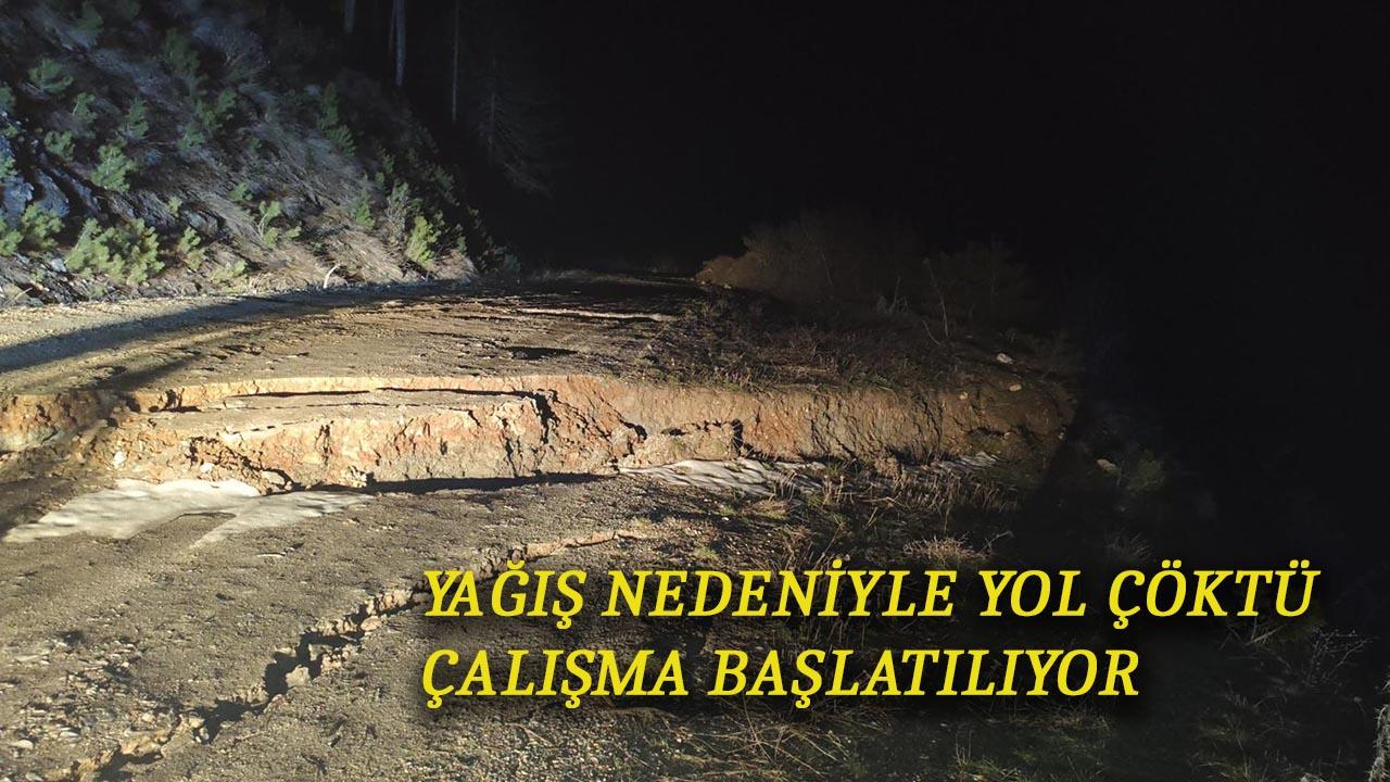 Bozüyük Dombayçayırı Köyü’nde Yağış Nedeniyle Yol Çöktü
