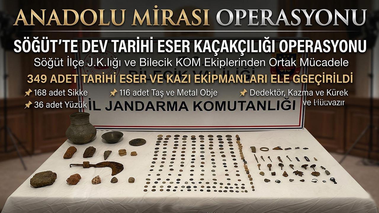 Söğüt’te Dev Tarihi Eser Operasyonu: 349 Parça Kültür Mirası Ele Geçirildi!