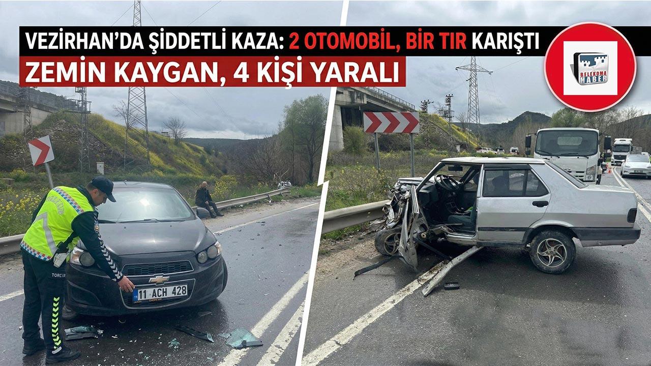 Vezirhan Yolunda Zincirleme Kaza: 4 Yaralı!