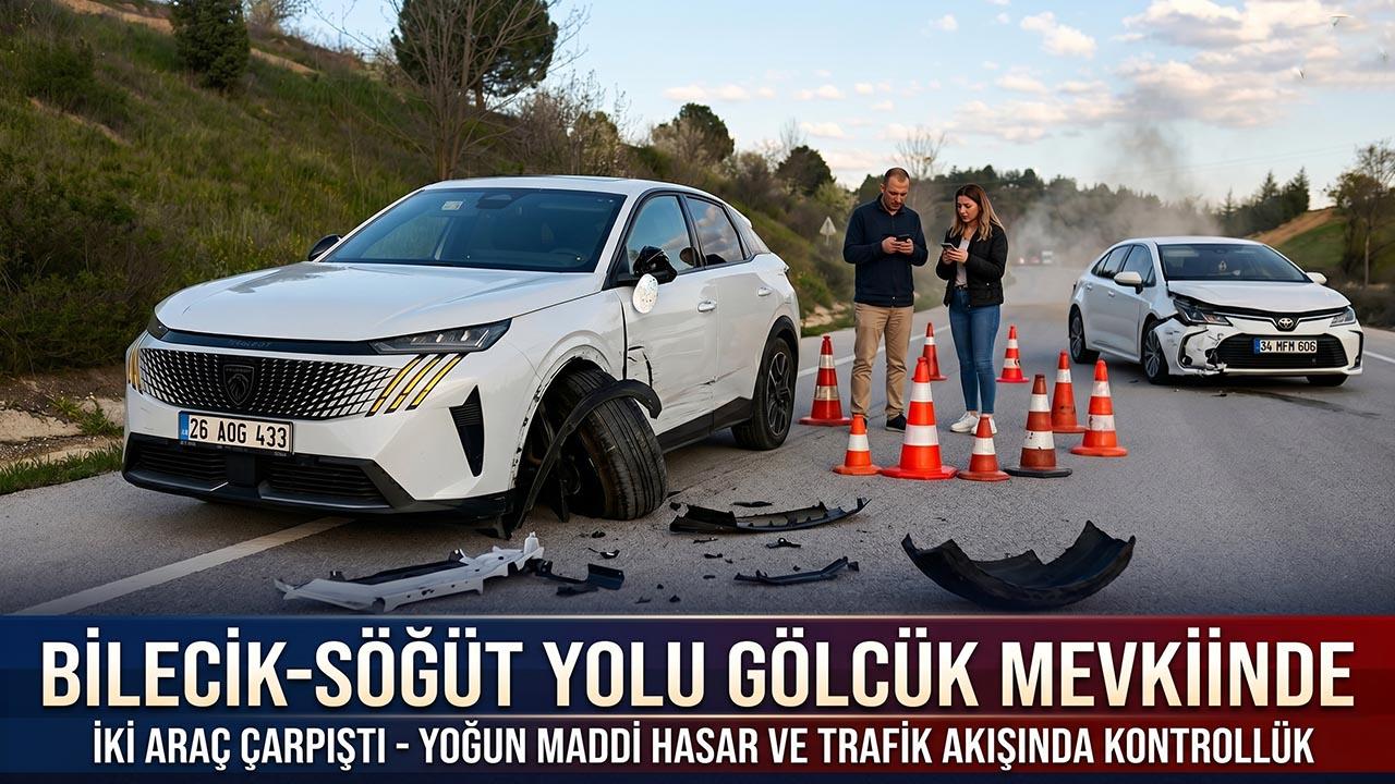 Bilecik-Söğüt Yolunda Trafik Kazası: Karşı Şeride Geçen Otomobil Çarpıştı