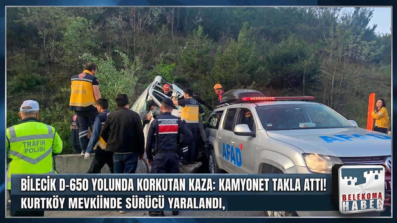 Bilecik-Eskişehir Karayolunda Korkutan Kaza: Kamyonet Takla Attı, 1 Yaralı!