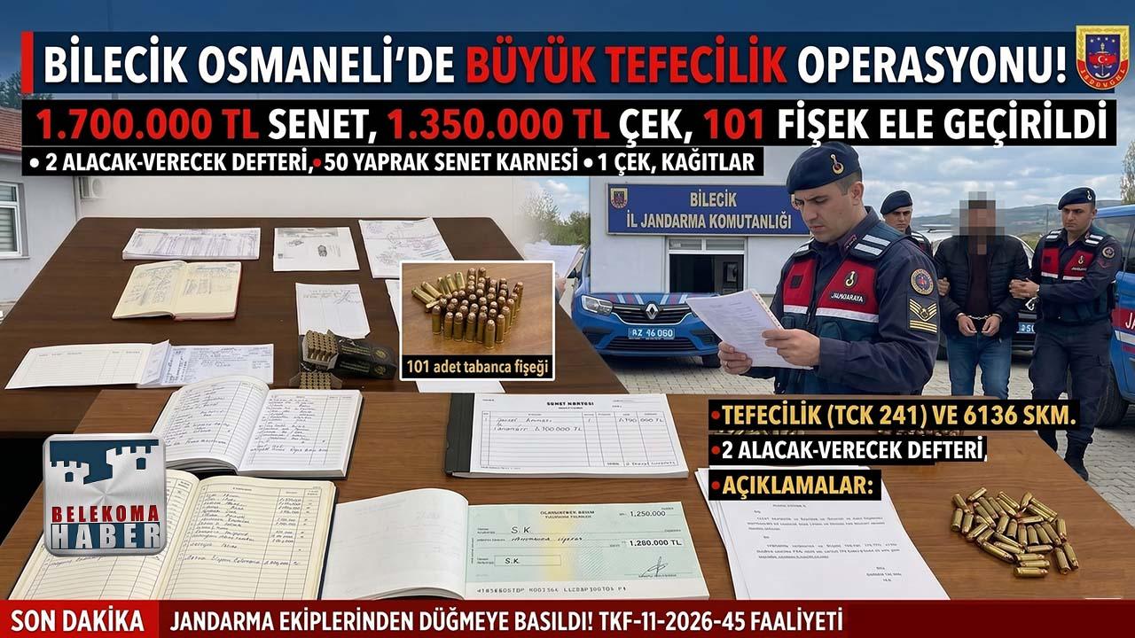 Bilecik Osmaneli’de Tefeci Operasyonu: Milyonluk Senetler Yakalandı