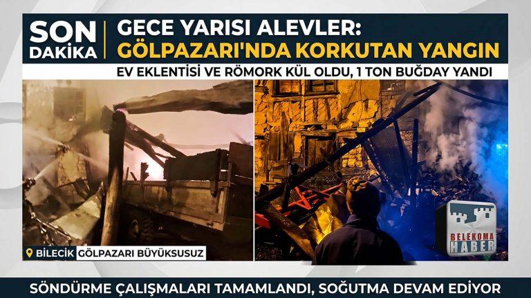 Bilecik Gölpazarı’nda Yangın: Römork ve 1 Ton Buğday Yandı