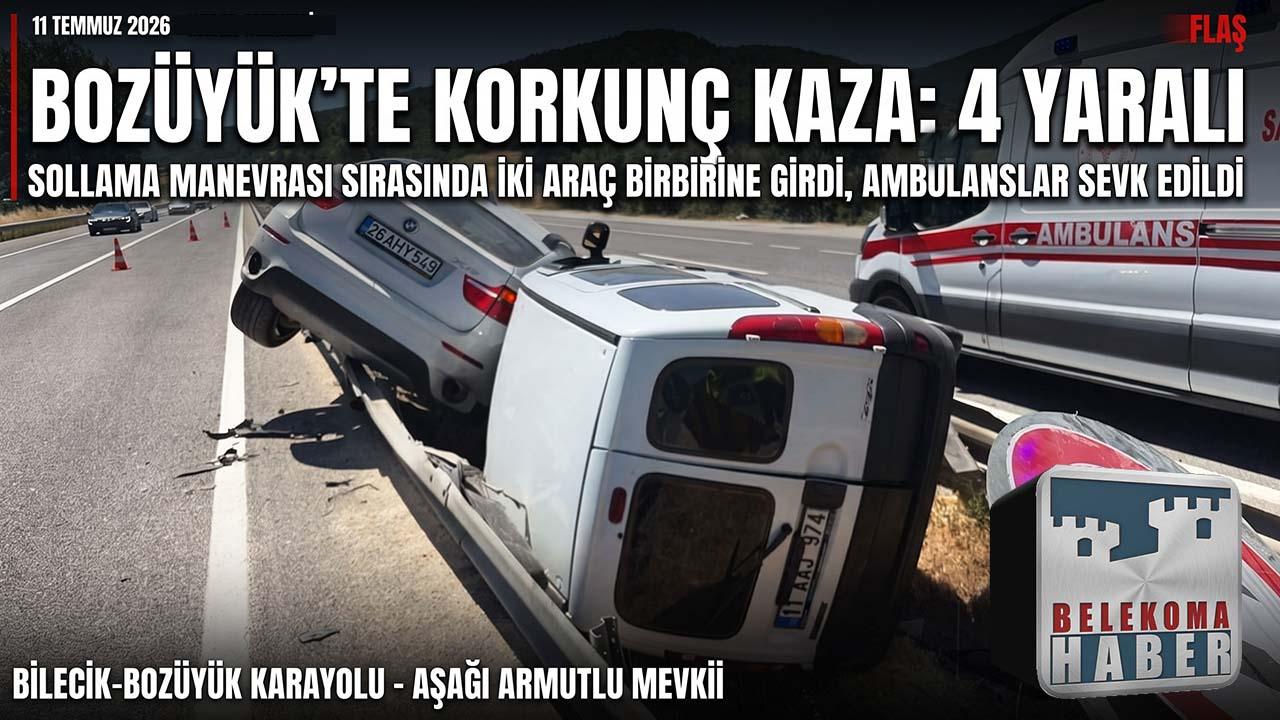 Bozüyük’te Hatalı Sollama Faciayı Getiriyordu: İki Araç Çarpıştı, 4 Yaralı