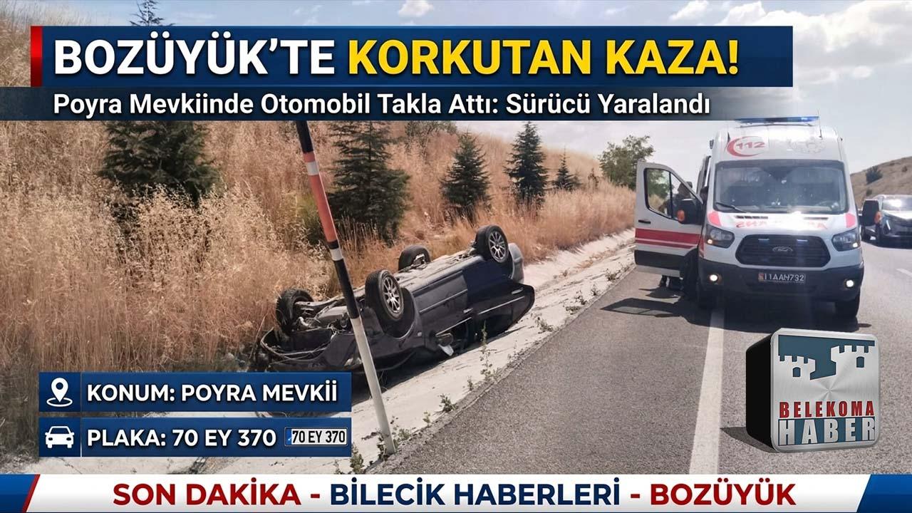 Bozüyük’te Kontrolden Çıkan Otomobil Ters Döndü