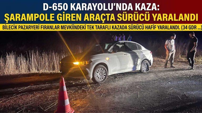 D-650 Karayolunda Gece Yarısı Trafik Kazası! Hastaneye Kaldırıldı