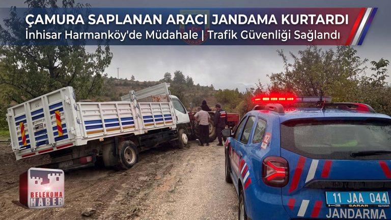 İnhisar’da Çamura Saplanan Aracın İmdadına Jandarma Yetişti