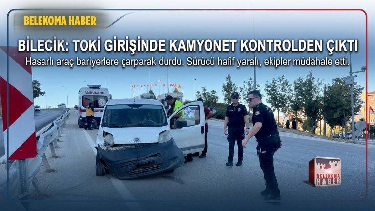 Bilecik Haber: TOKİ Girişinde Kamyonet Bariyerlere Çarptı