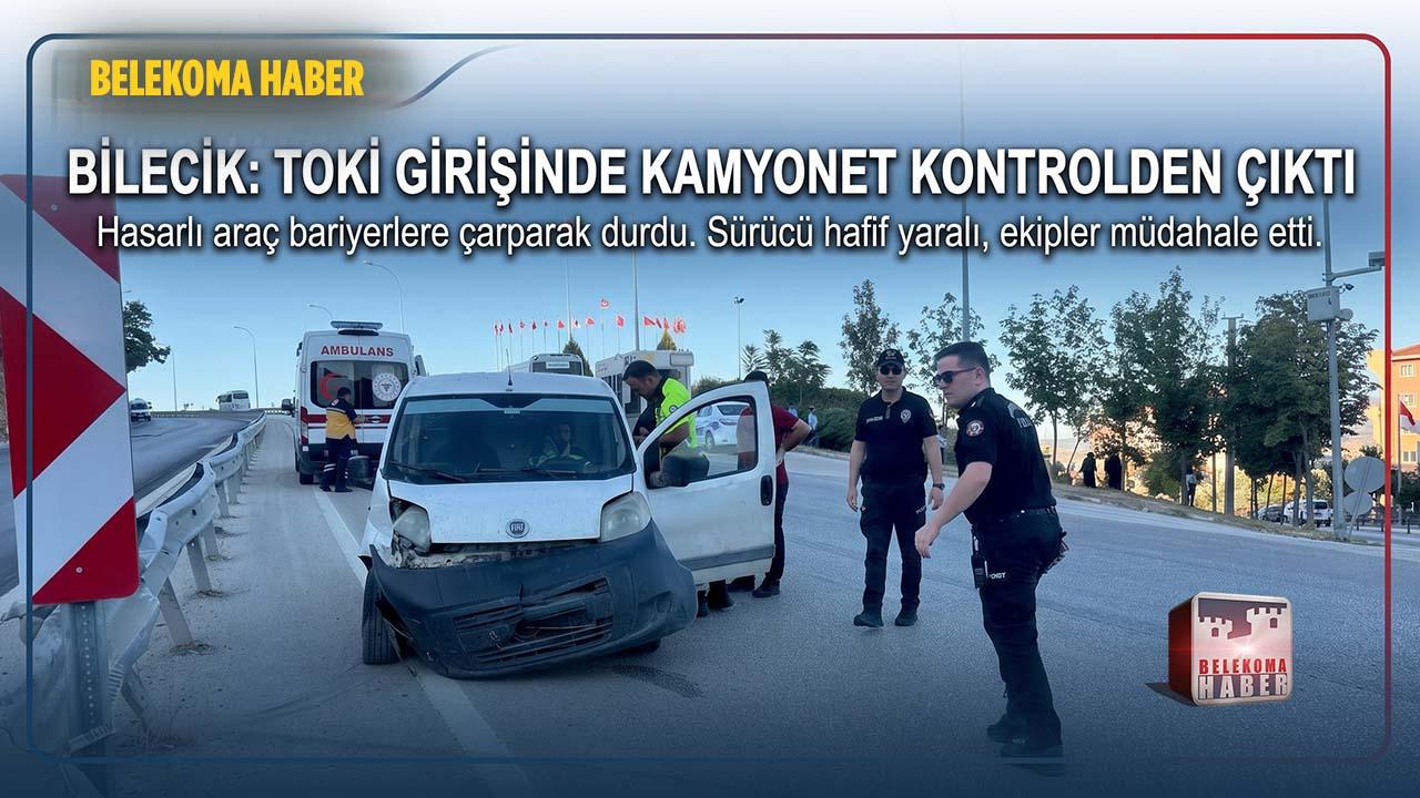 Bilecik Haber: TOKİ Girişinde Kamyonet Bariyerlere Çarptı