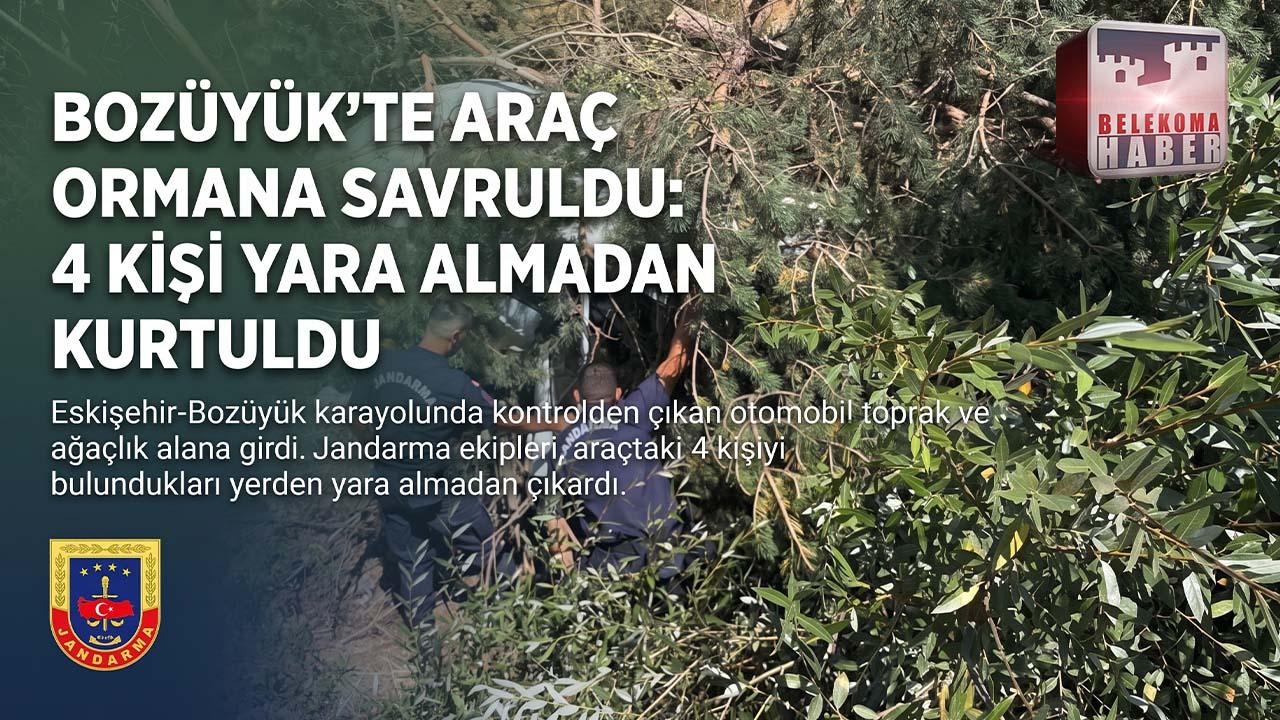Bozüyük’te Kontrolden Çıkan Araç Yol Kenarına Savruldu