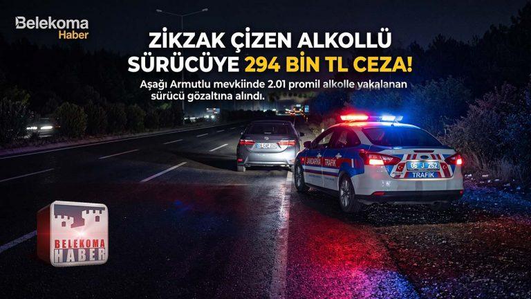 Aşağı Armutlu Mevkiinde 2.01 Promil Alkolle Yakalanan Sürücü Gözaltında