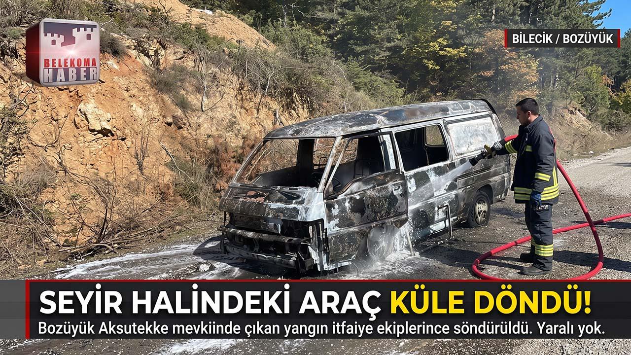 Bozüyük Aksutekke Mevkiinde Seyir Halindeki Araçta Yangın