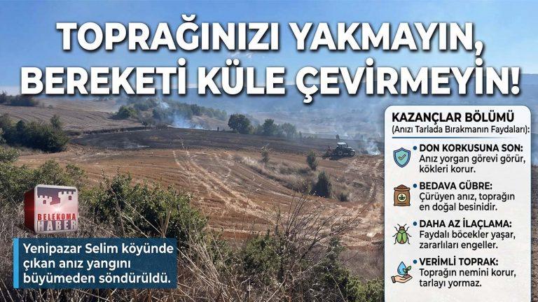 Yenipazar’da Yine Anız Yangını! Peki Anızı Yakmak Yerine Toprağa Bıraksak Neler Kazanırız?
